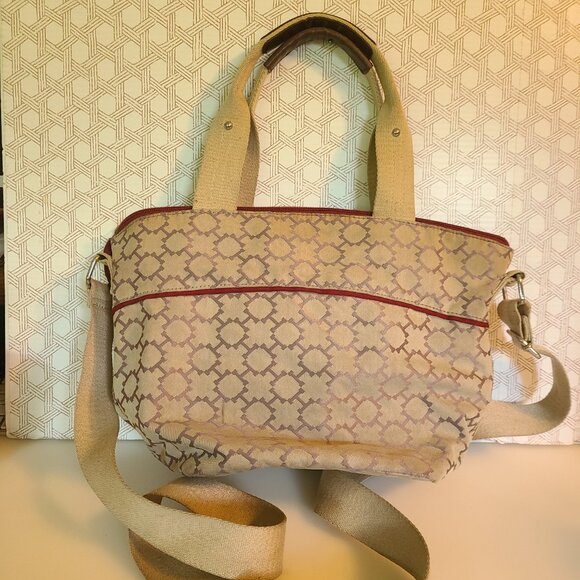 Tommy Hilfiger TH Logo Beige & Red Crossbody Purse - Picture 5 of 10